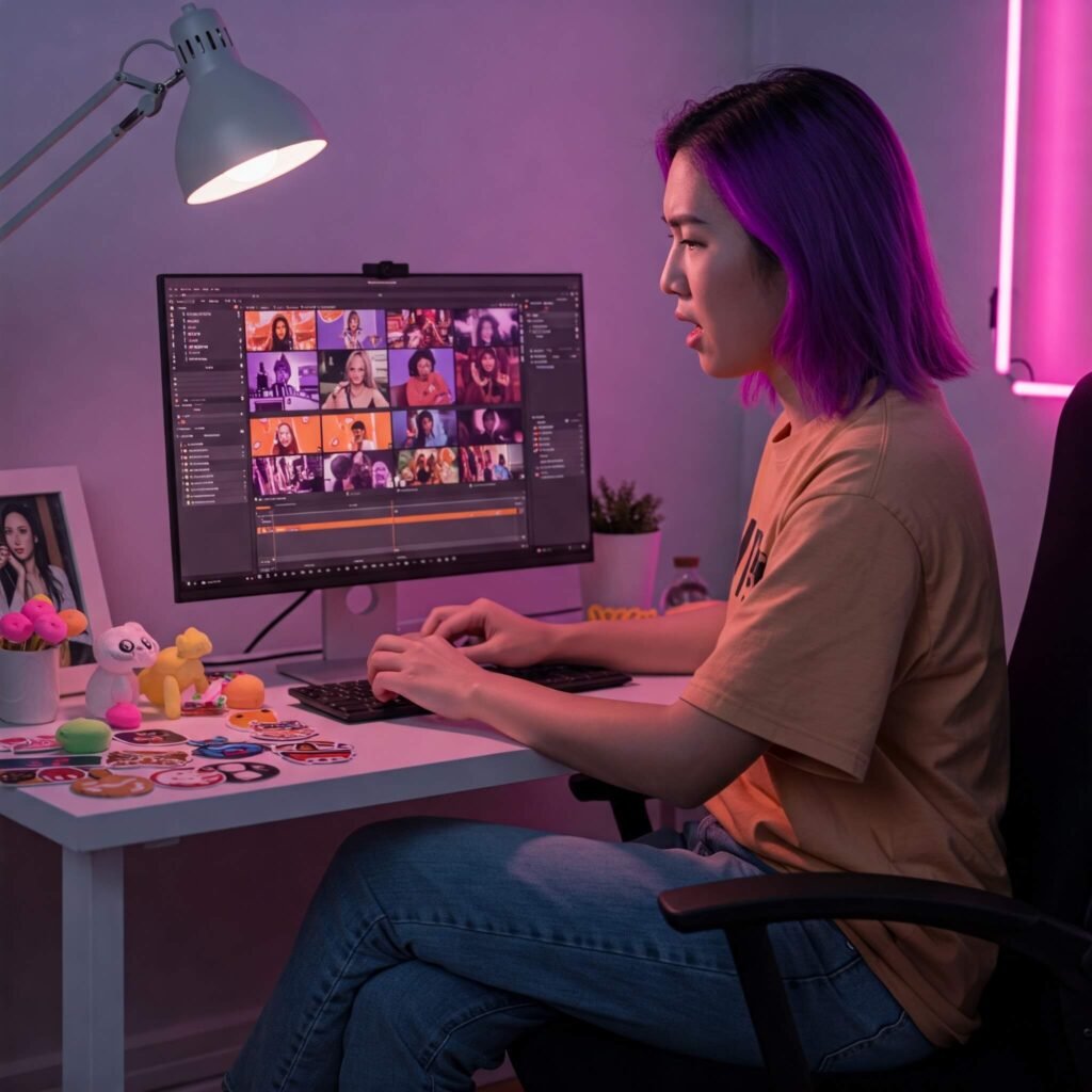 Creator editing Reel with memes