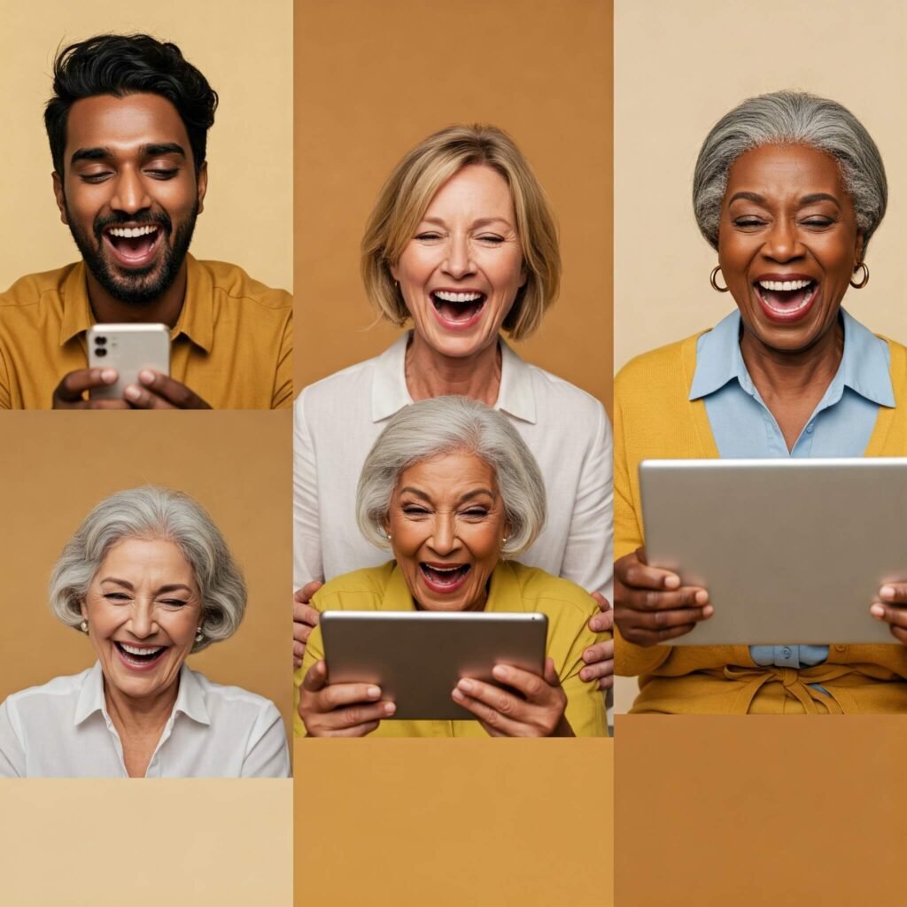 People Laughing at Screens
