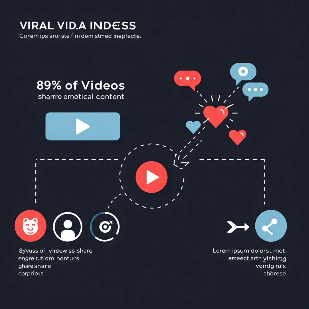 Viral video impact infographic: shares and emotions.
