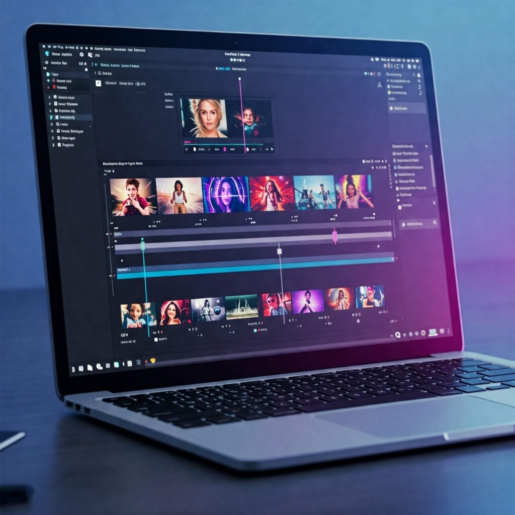 Vibrant video editing app interface.