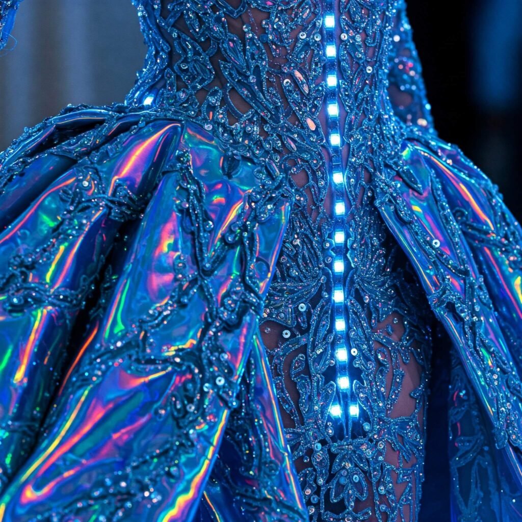Holographic Tech Couture Gown: Futuristic Fashion