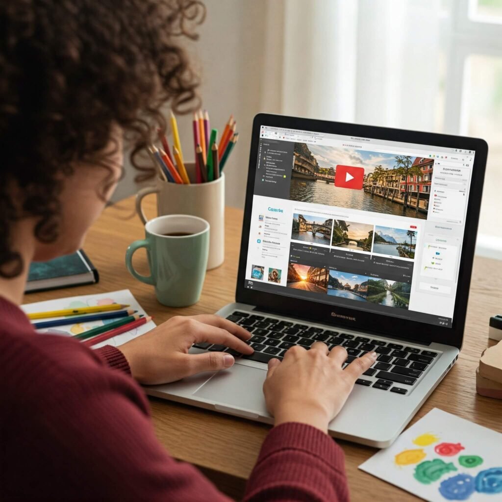 Canva Video Editing Interface on Laptop