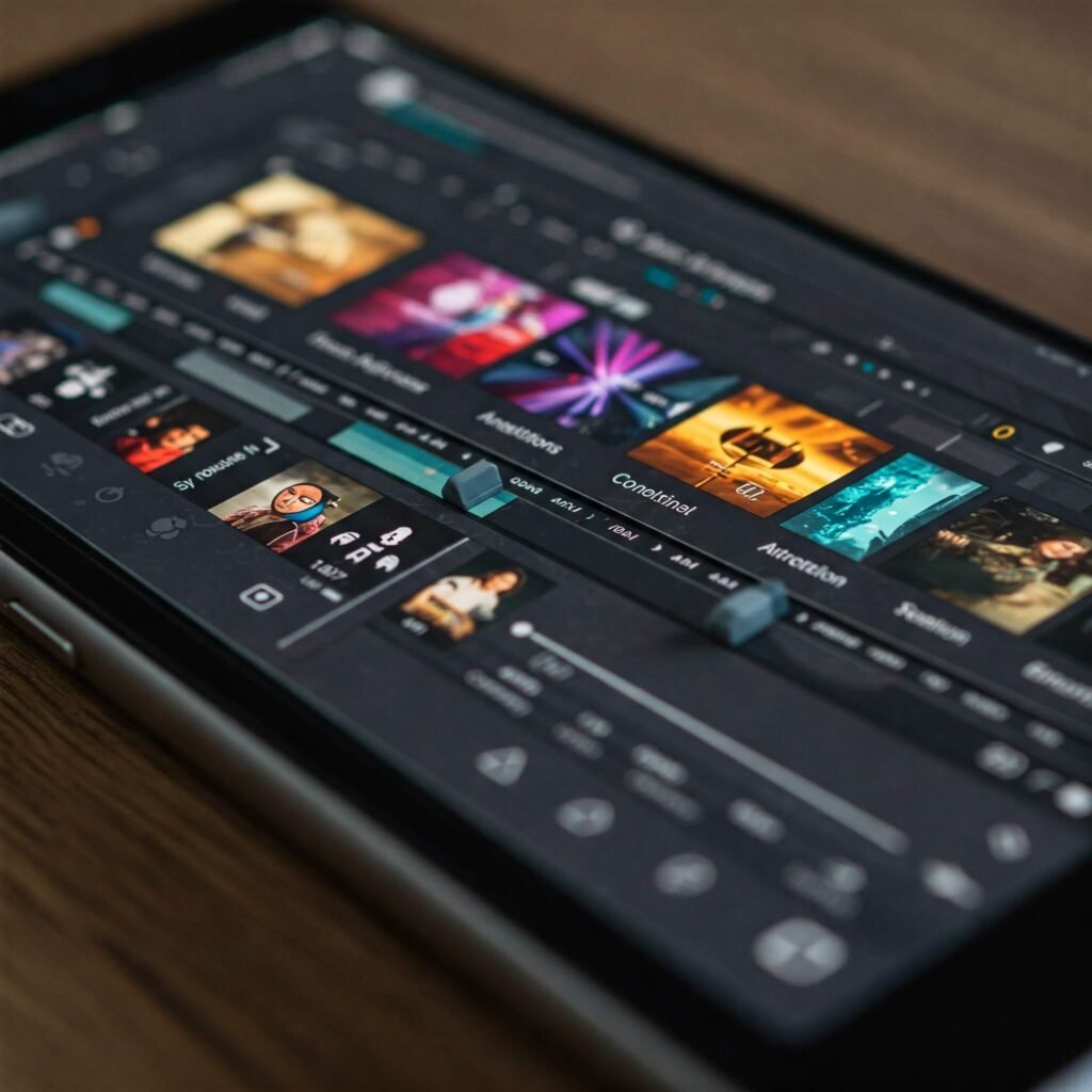 Smartphone screen displaying InShot’s editing tools, enhanced with colorful video effects.