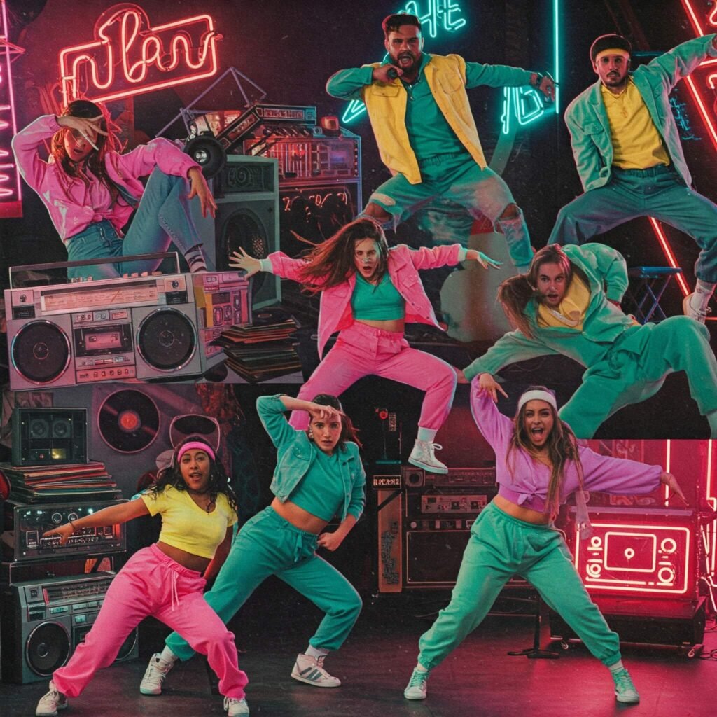 Retro YouTube Shorts dance collage