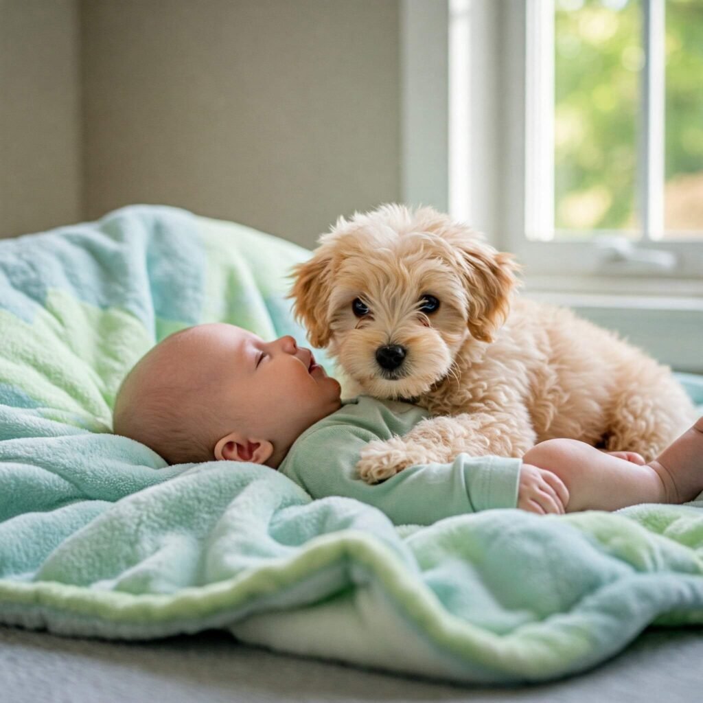 Baby and Puppy Cuddling