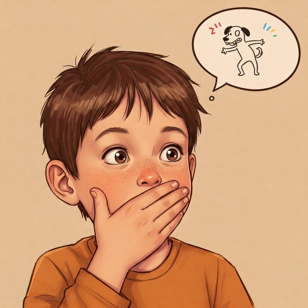 Kid Covering Mouth Laughing
