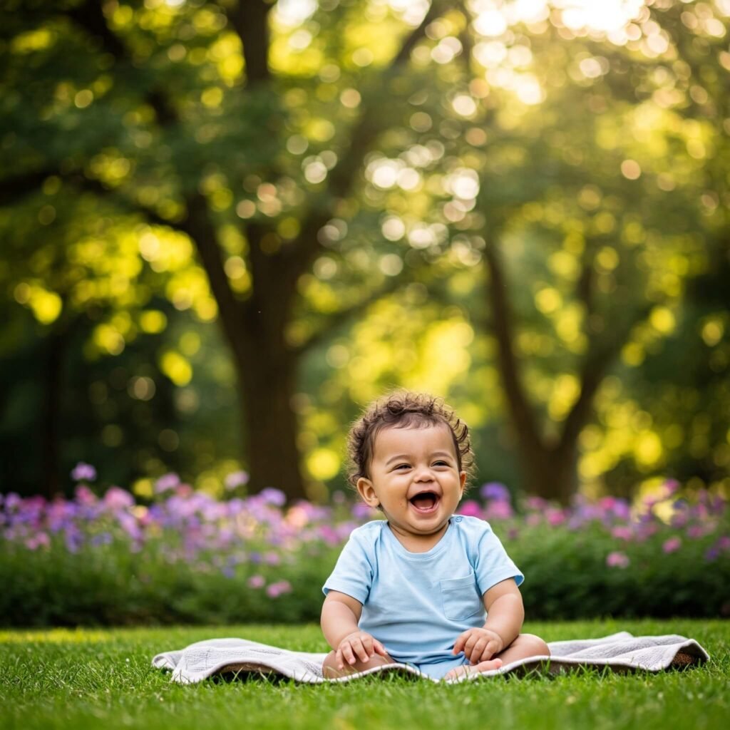 Baby Laughing in Park