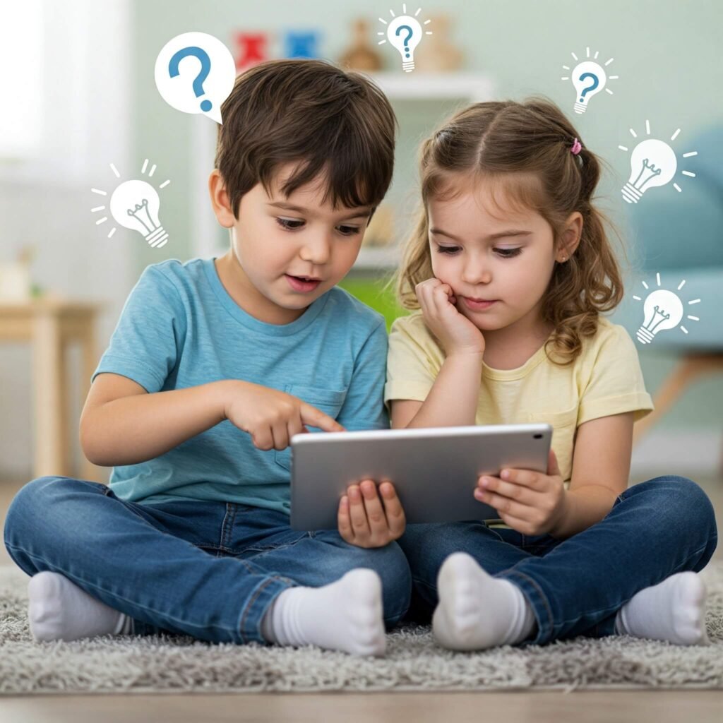 Kids Watching Tablet Intrigued