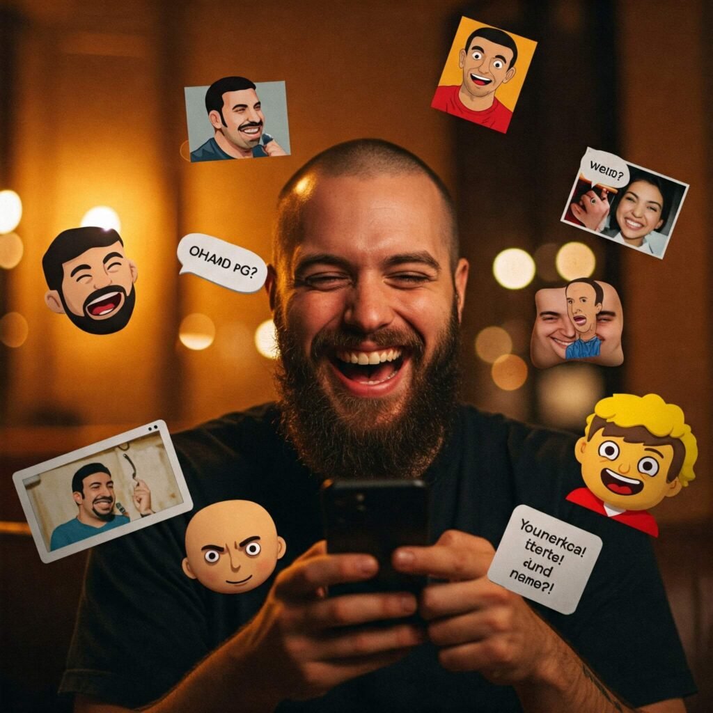 Laughing at Memes on Phone